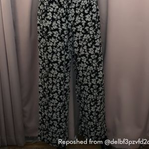 Black and white floral pants